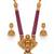 Antique-finish goddess ruby beaded necklace & stud earring set - traditional kemp stone temple jewelry