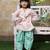 Pastel pink embroidered cotton kurti set
