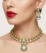 Handcrafted gold-plated kundan choker necklace set with earrings | traditional ethnic indian bridal jewelry for women