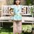 Mint green printed cotton kurti set