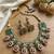 Traditional polki & green beaded choker necklace set with jhumka earrings | gold-plated ethnic bridal jewelry