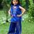 Royal blue embroidered cotton kurti set