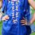 Royal blue embroidered cotton kurti set