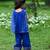 Royal blue embroidered cotton kurti set