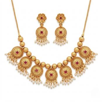 Handcrafted antique gold-plated ethnic necklace set & pearl drops | traditional indian jewelry 4