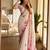 White soft chinon silk blend floral print ready to wear saree