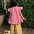 Coral pink embroidered cotton kurti set