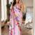Pink soft chinon silk blend floral print ready to wear saree