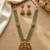 Traditional gold-plated temple jewelry haram set | green bead long necklace & jhumkas | ethnic wear
