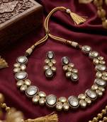 Traditional gold-plated kundan bridal necklace set with blue meenakari | ethnic handcrafted jewelry