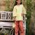 Lemon yellow embroidered cotton kurti set