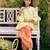 Lemon yellow embroidered cotton kurti set