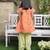 Bright orange embroidered cotton kurti set