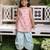 Light pink printed cotton kurti set