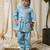 Powder blue embroidered cotton angrakha kurti set