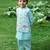 Sku blue embroidered cotton kurta jacket set