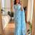 Sky blue soft chinon silk blend floral print ready to wear saree