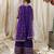 Deep purple embroidered cotton kurti set
