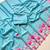 Aqua blue soft chinon silk blend floral print ready to wear saree