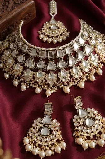 Kundan choker indian bridal jewelry necklace set-bollywood style wedding & festival jewelry traditional ethnic chokerset