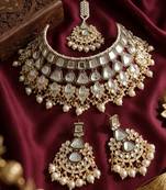Kundan choker indian bridal jewelry necklace set-bollywood style wedding & festival jewelry traditional ethnic chokerset