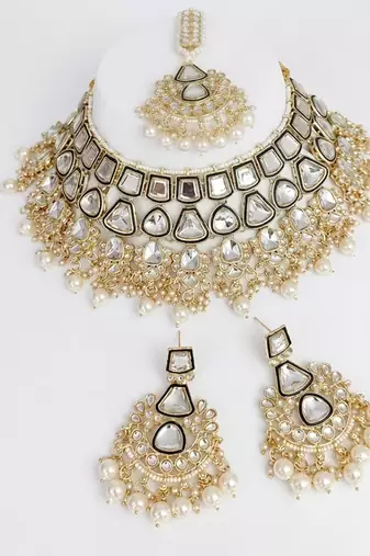 Kundan choker indian bridal jewelry necklace set-bollywood style wedding & festival jewelry traditional ethnic chokerset