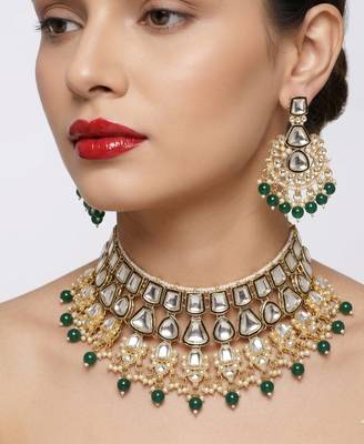Kundan choker indian bridal jewelry necklace set-bollywood style wedding & festival jewelry traditional ethnic chokerset 1