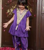 Deep purple embroidered crepe kurti set