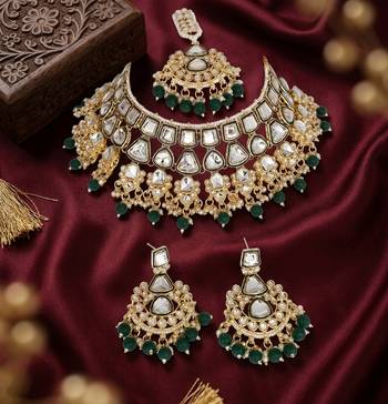 Kundan choker indian bridal jewelry necklace set-bollywood style wedding & festival jewelry traditional ethnic chokerset 2