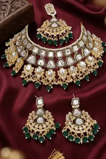 Kundan choker indian bridal jewelry necklace set-bollywood style wedding & festival jewelry traditional ethnic chokerset