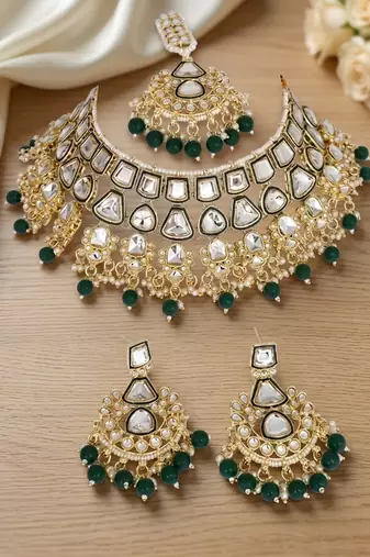Kundan choker indian bridal jewelry necklace set-bollywood style wedding & festival jewelry traditional ethnic chokerset