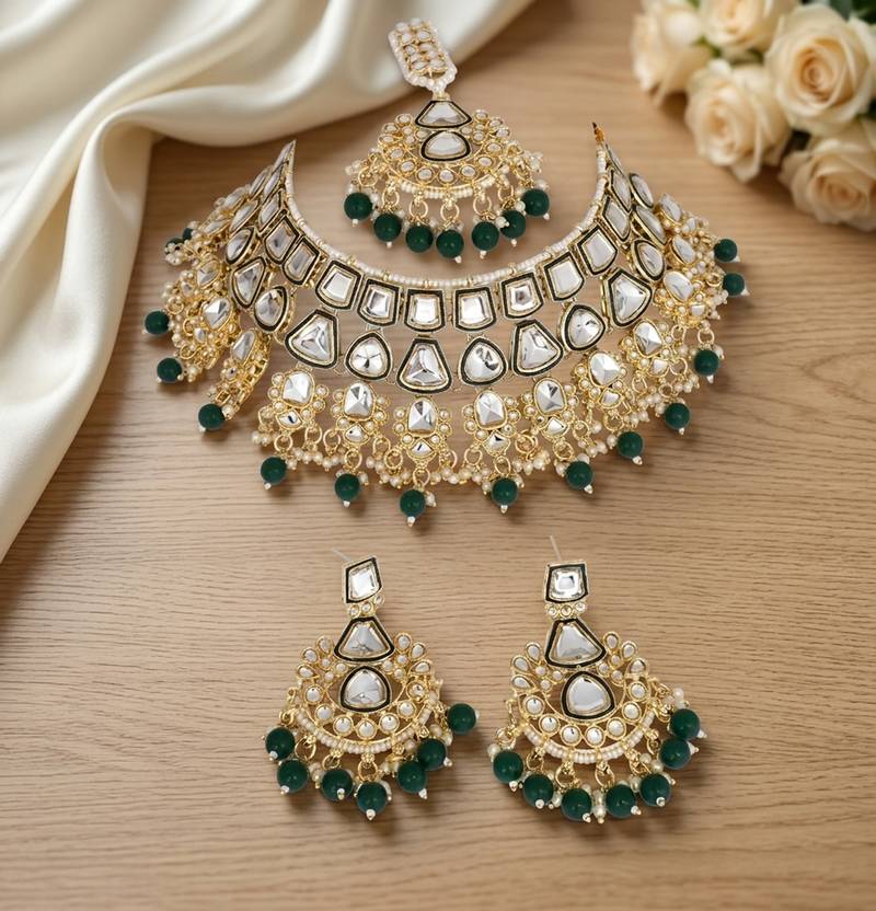Kundan choker indian bridal jewelry necklace set-bollywood style wedding & festival jewelry traditional ethnic chokerset