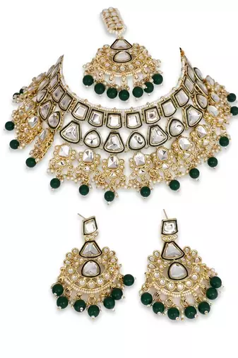 Kundan choker indian bridal jewelry necklace set-bollywood style wedding & festival jewelry traditional ethnic chokerset