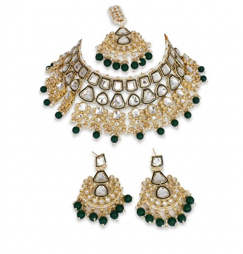 Kundan choker indian bridal jewelry necklace set-bollywood style wedding & festival jewelry traditional ethnic chokerset