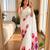 White soft chinon silk blend floral print ready to wear saree