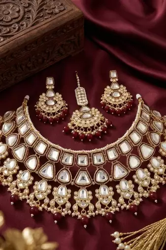 Kundan choker indian bridal jewelry necklace set-bollywood style wedding & festival jewelry traditional ethnic chokerset