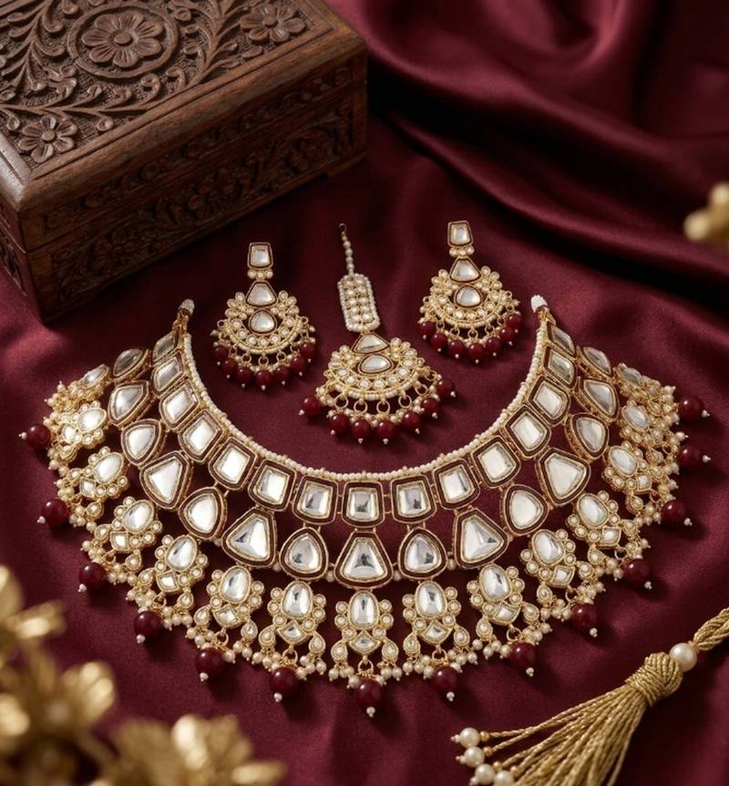 Kundan choker indian bridal jewelry necklace set-bollywood style wedding & festival jewelry traditional ethnic chokerset
