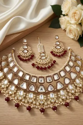 Kundan choker indian bridal jewelry necklace set-bollywood style wedding & festival jewelry traditional ethnic chokerset