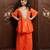 Vibrant orange embroidered georgette kurti set
