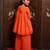 Vibrant orange embroidered georgette kurti set
