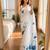 White soft chinon silk blend floral print ready to wear saree