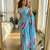 Sky blue soft chinon silk blend floral print ready to wear saree