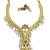 Gold plated traditional indian necklace set with pearls, ruby and emerald accents