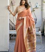 Rust paithani palllu cotton jaquard casual wear saree