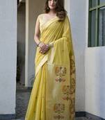 Yellow paithani palllu cotton jaquard casual wear saree