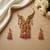 Antique gold plated south indian temple jewelry set - krishna motif necklace with jhumka earrings for weddings