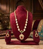 Gold plated ruby green indian jewelry set  wedding necklace with earrings | bollywood bridal festival wear