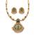 Antique gold plated matte indian necklace set with green stones | traditional bollywood wedding jewelry with earrings