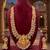 Gold plated south indian temple jewelry set long lakshmi necklace with pearl jhumka earrings bridal wedding