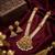Gold plated south indian temple jewelry set - pearl mala long haram necklace with jhumka earrings for wedding